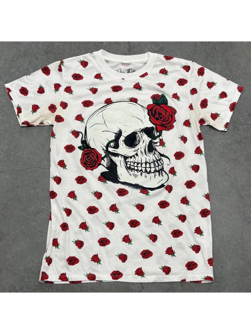 Bailey Apparel Skull Roses Full Print T Shirt